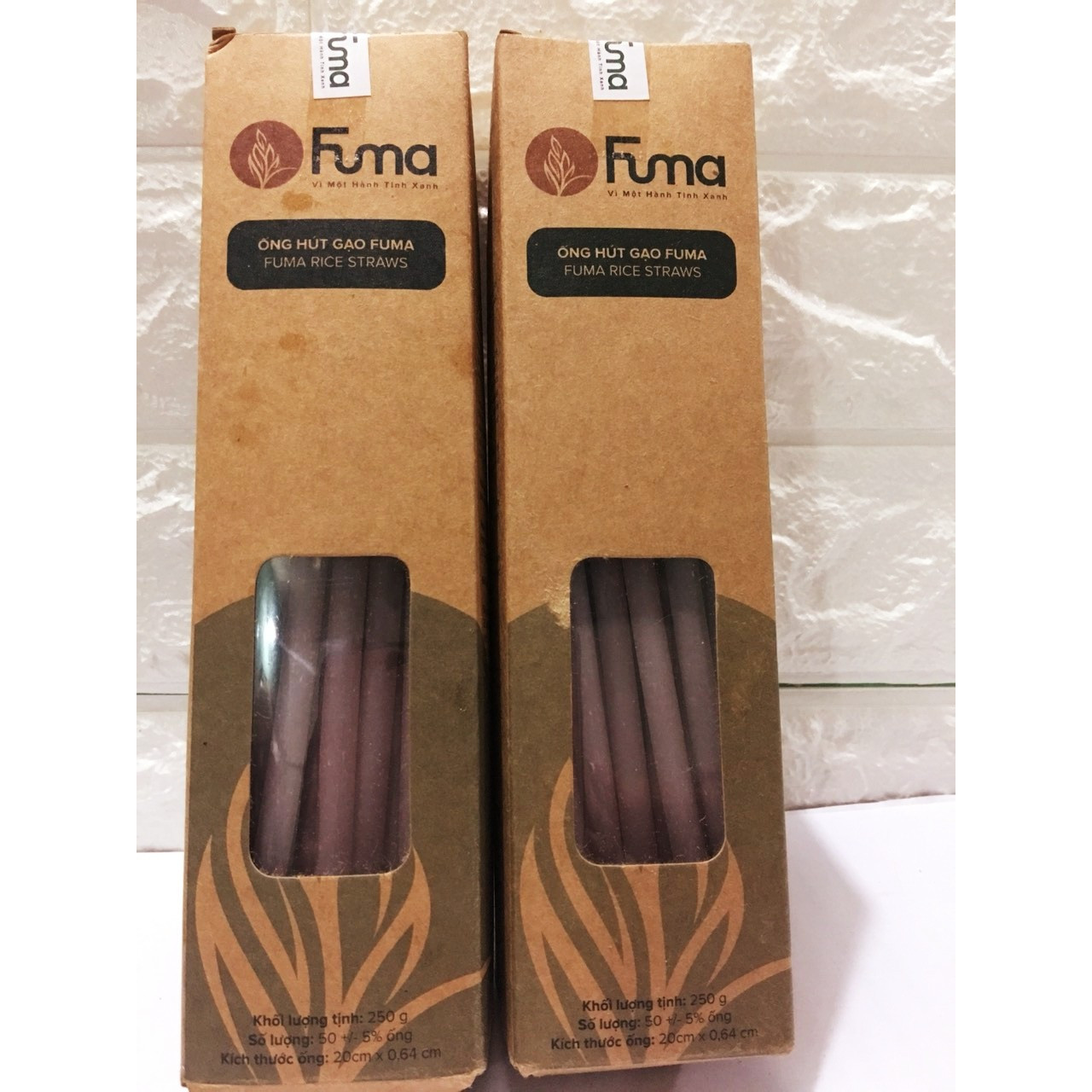 2 HỘP ỐNG HÚT GẠO FUMA  250Gram màu tím nhạt - lá cẩm (20cm)