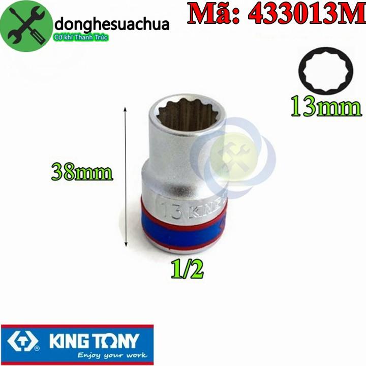 Tuýp 13mm 1/2 Kingtony 433013M 12 cạnh màu trắng dài 38mm