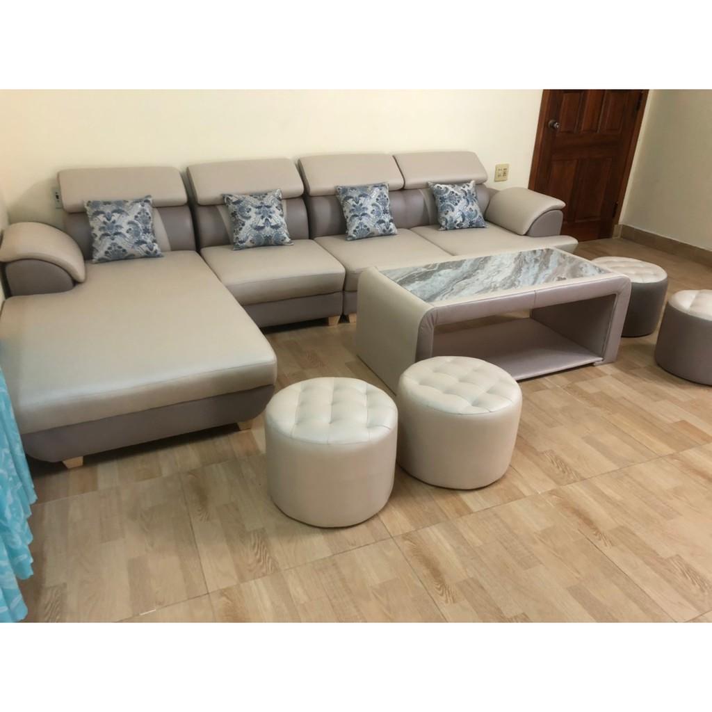 Bộ bàn ghế sofa da phòng khách đẹp