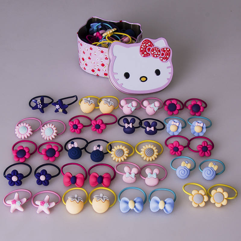 Hộp 40 Dây Cột Tóc Hello Kitty Cho Bé