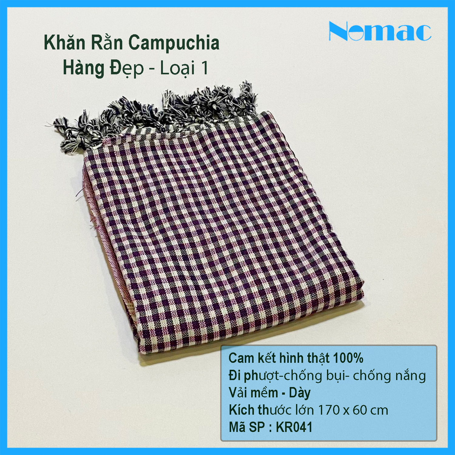 Khăn rằn cao cấp Campuchia KR041/ Khăn đi phượt thời trang nam nữ Nomac (170 x 60 cm