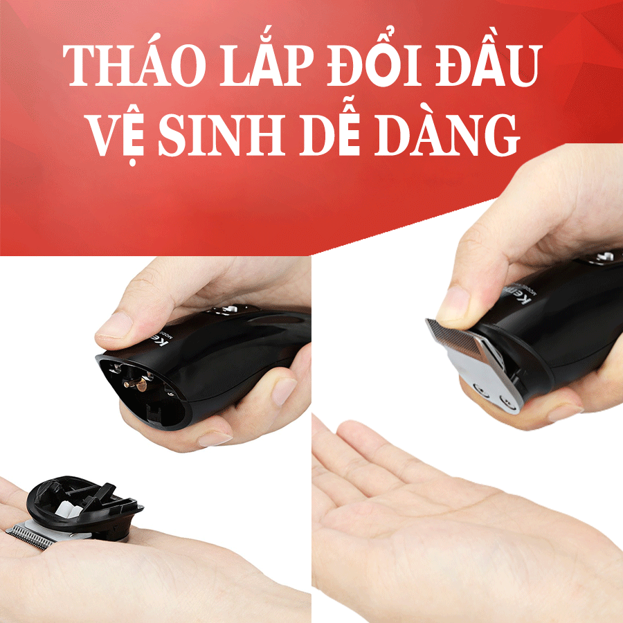 Tông đơ đa năng KEMEI KM-600 gồm 6 đầu cắt thay thế dùng cắt tóc, cạo râu, chấn viền, khắc tóc, tỉa lông mũi, cạo lông, cạo tỉa chân mày kèm lược chải tóc pin trâu sạc nhanh