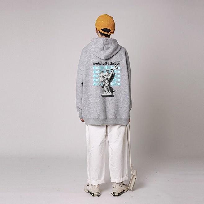 Áo mũ Hoodie Unisex MonsterX Chúa Thánh Giá form rộng 3 màu nỉ bông cặp đôi nam nữ Oversize Ulzzang thu đông