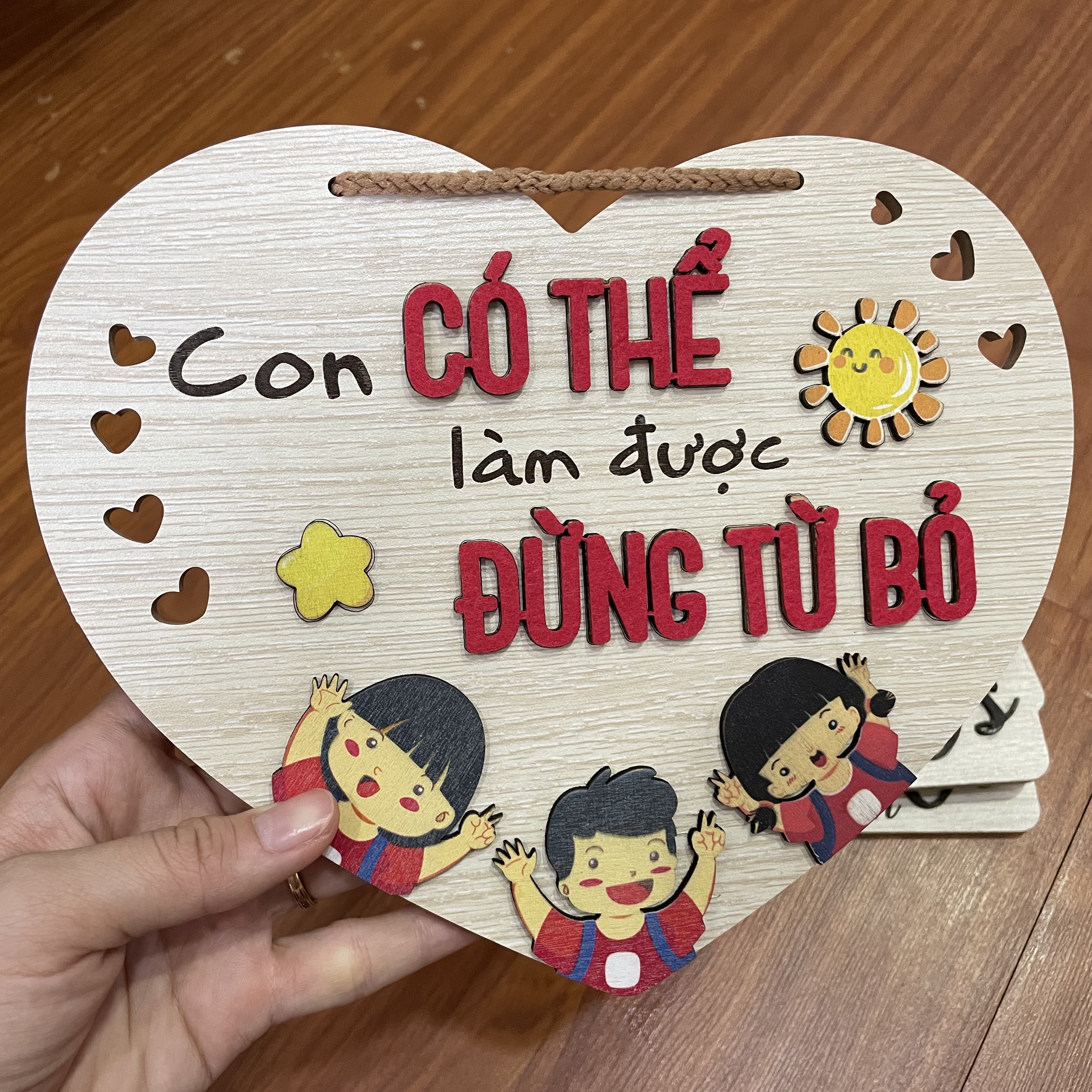 Tranh gỗ động lực cho con cái Con có thể làm được đừng từ bỏ