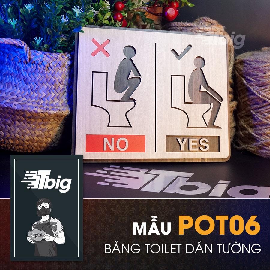 Bảng chỉ dẫn sử dụng bồn cầu đúng cách khi đi toilet - mẫu gỗ cắt laser dán tường bằng keo 2 mặt