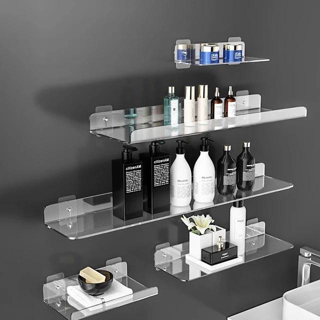 Dày 3mm, 10 màu sắc,12x20cm,12x30cm,12x40cm,12x50cm, Kệ Mica treo tường phòng ngủ, nhà tắm, Giá treo tường