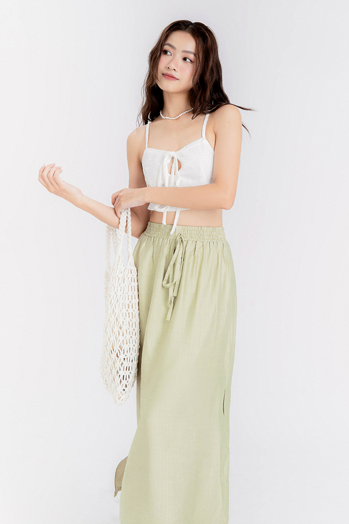 Áo hai dây thắt nơ màu trắng Lily Top - Laimer