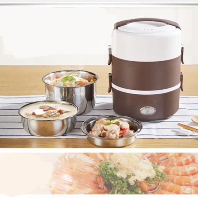 Hộp cơm điện văn phòng 3 tầng - Nồi cơm điện inox, hâm nóng thức ăn nhanh chóng