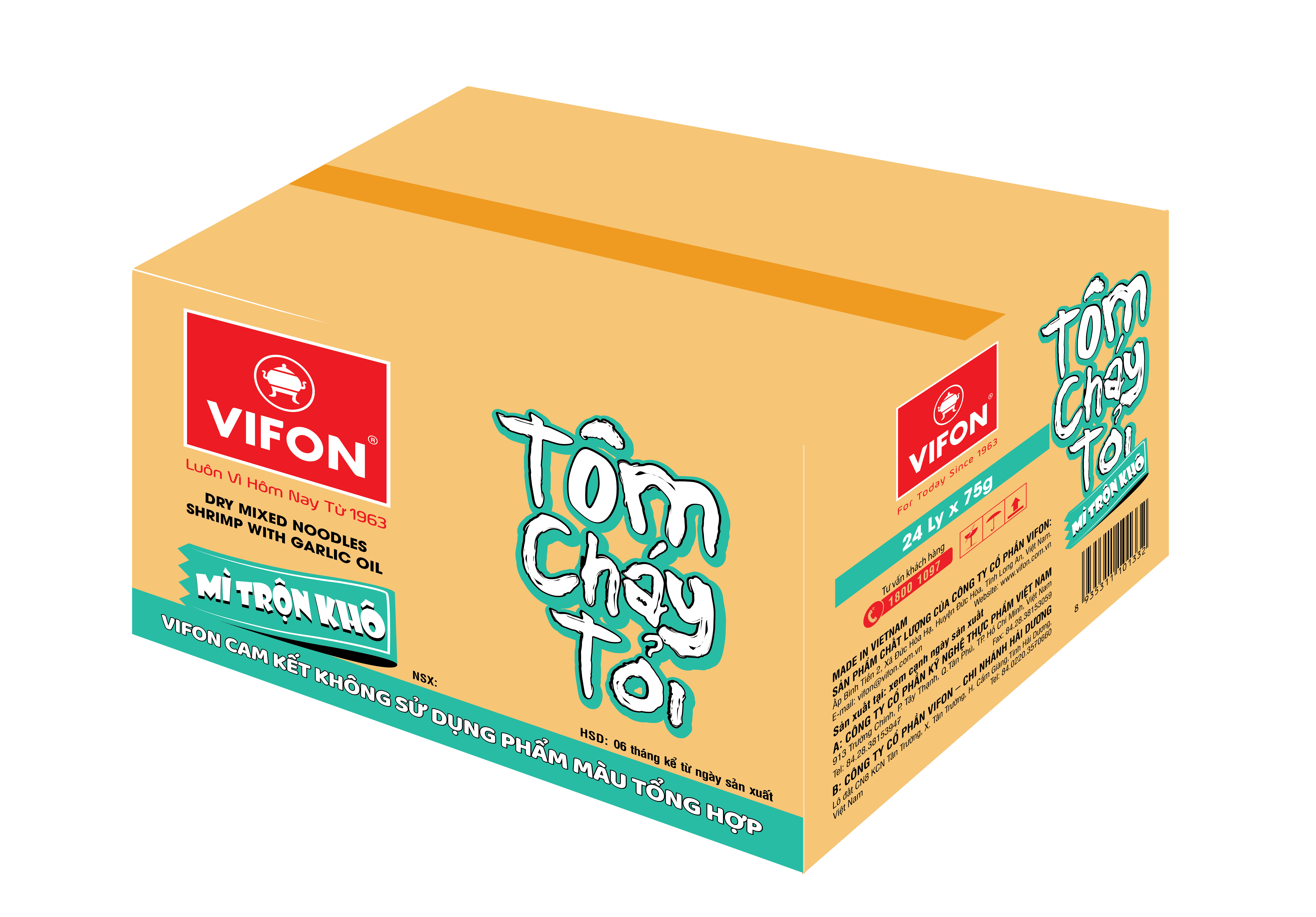 Thùng 24 Ly Mì Trộn Tôm Cháy Tỏi VIFON (75gr/ Ly)