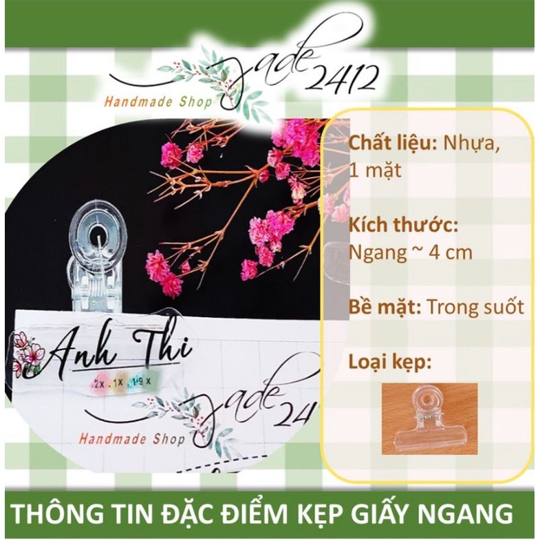 [Tặng kèm Sticker] Kẹp giấy ghi Tên Handmade theo yêu cầu trong suốt, tiện dụng