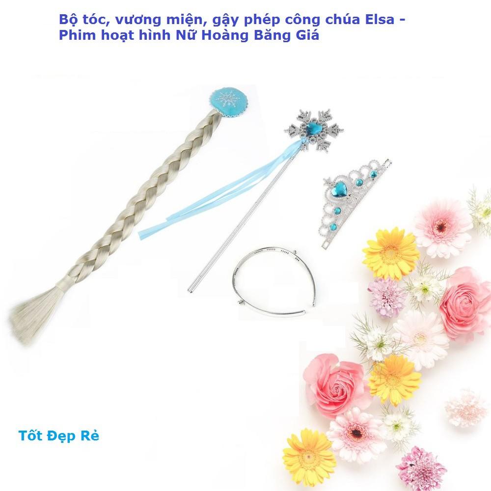 Bộ tóc, vương miện,gậy phép công chúa Elsa - Phim hoạt hình Nữ Hoàng Băng Giá