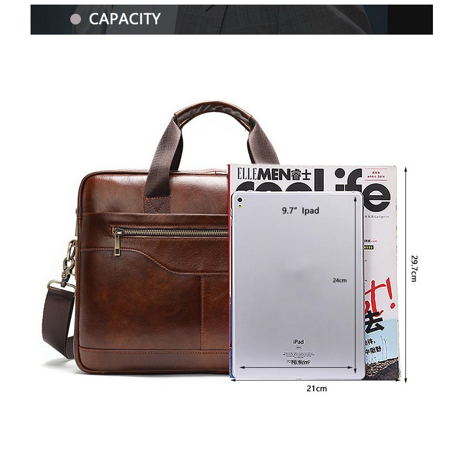 Túi xách cặp da đựng laptop da bò 100% túi công sở T16 40x29x7cm( Nâu đậm-Nâu sáng-Đen)