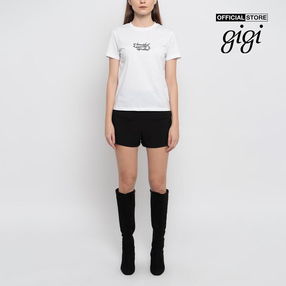 GIGI - Áo thun nữ ngắn tay cổ tròn phối chữ in thời trang G1203A211256