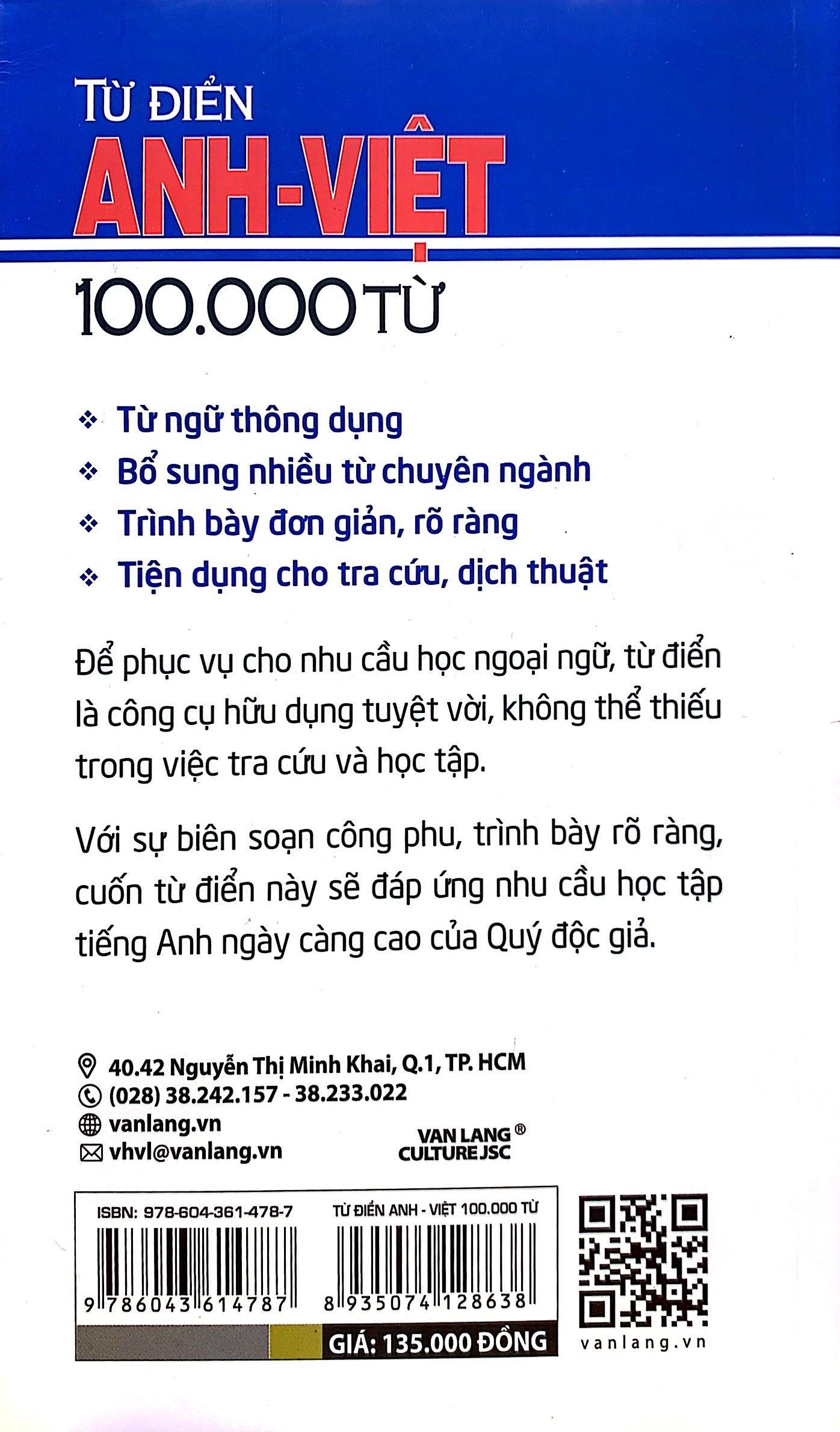 Từ Điển Anh - Việt 100.000 Từ