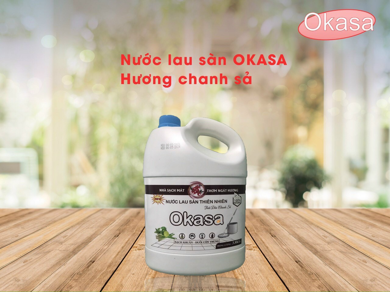 Nước lau sàn Okasa can 3,6Lít hương chanh sả lyly