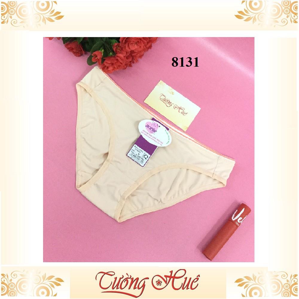 Quần lót nữ annie QE 8131 trơn lưng thấp lưng viền màu.
