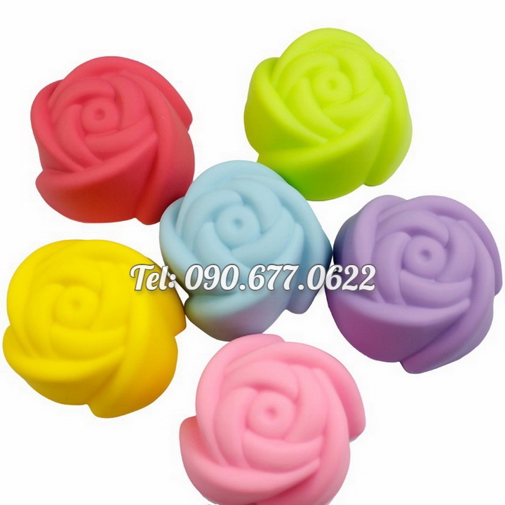 Bộ 10 khuôn silicon làm bánh, rau câu, bánh bông lan, bánh da lợn, bánh Cookie hoa hồng 3 lớp – Mã số 1130