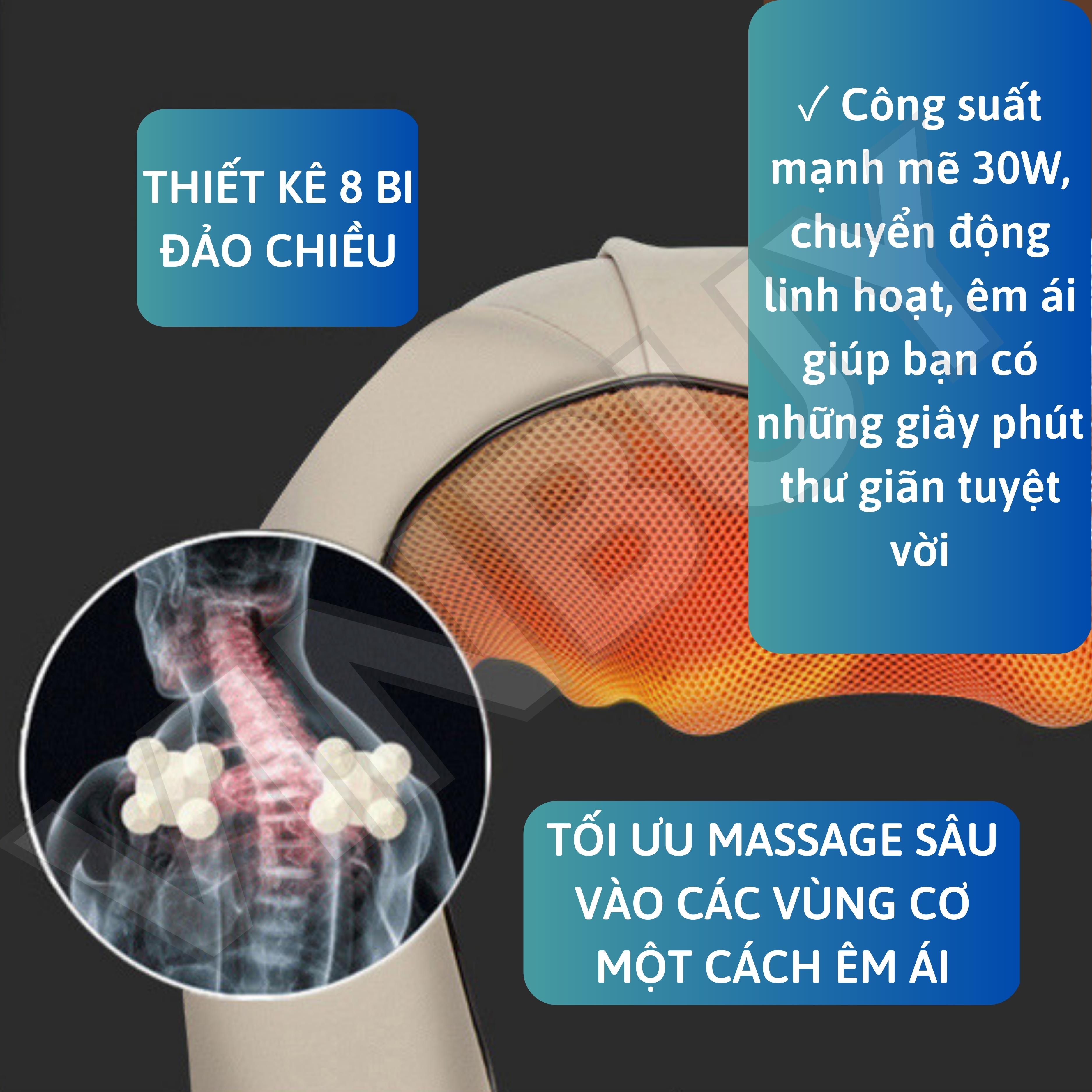 Máy Massage Cổ Vai Gáy Hồng Ngoại VINBUY, Gối Massage Cổ Vai Gáy, Đai Mát Xa Toàn Thân Chuyên Sâu, Giảm Đau Cơ, Cứng Khớp - Quà Tặng Cho Sức Khỏe - Hàng Chính Hãng