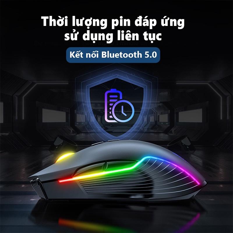 Chuột chơi game Bluetooth có sạc không dây ONIKUMA CW905 Màu đen với hiệu ứng ánh sáng RGB, có thể điều chỉnh DPI 5 tốc [Hàng chính hãng]