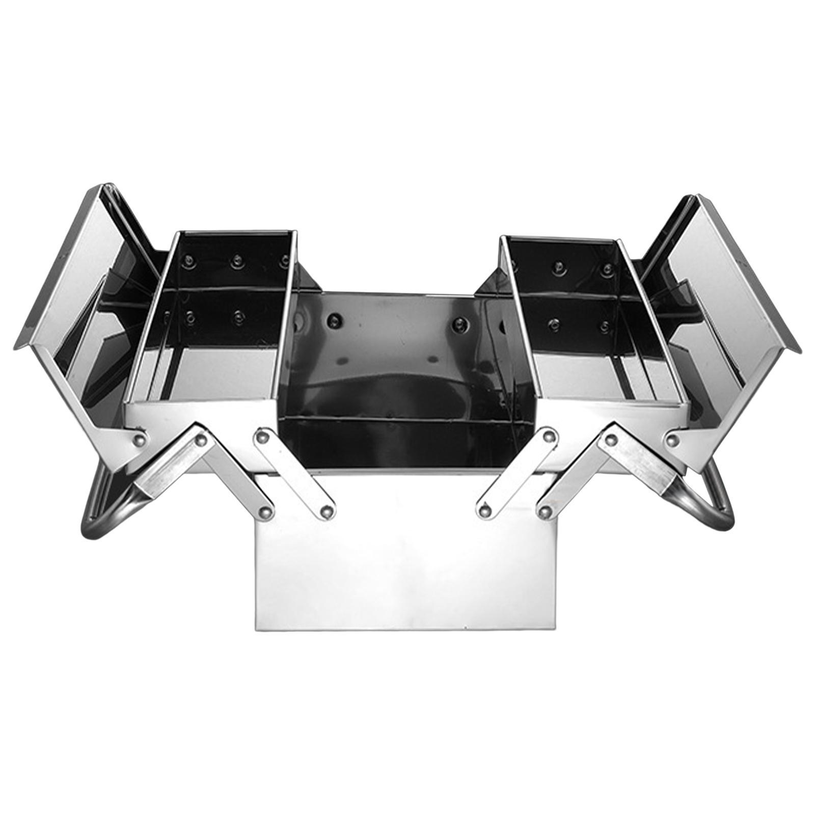 Tool Box Large Space 3 Compartments Tray Double Layer Lockable for Garage