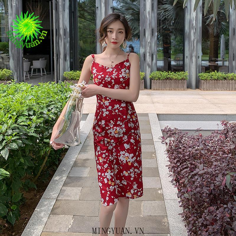 Đầm Voan Cổ Tim In Họa Tiết Hoa Thanh Lịch Dành Cho Nữ