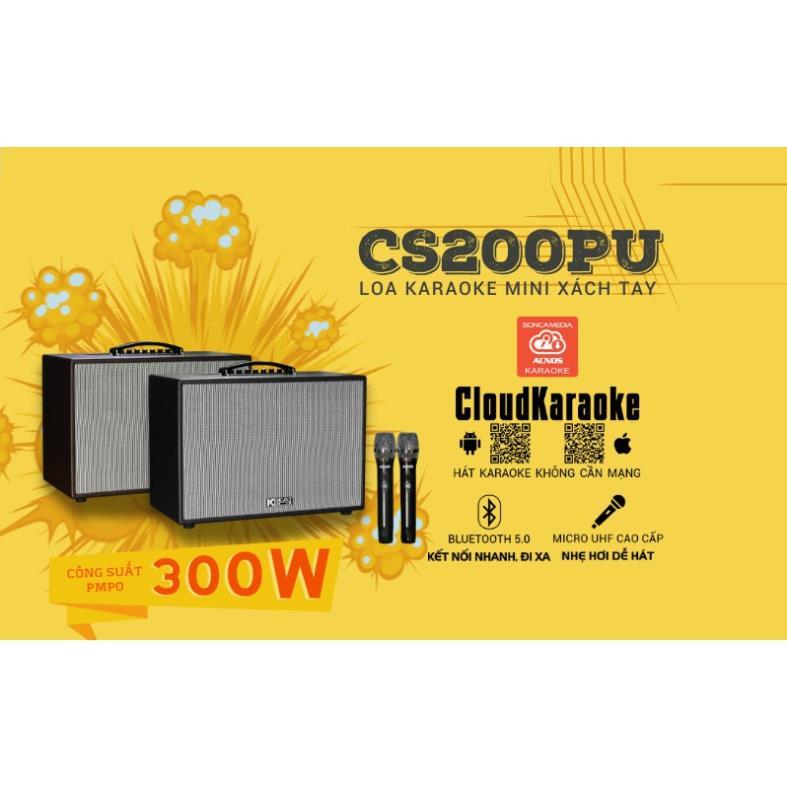 Loa karaoke xách tay ACNOS KBEATBOX CS200PU - Bass 2 tấc, công suất 300W- Dàn karaoke di động tiện lợi tốt