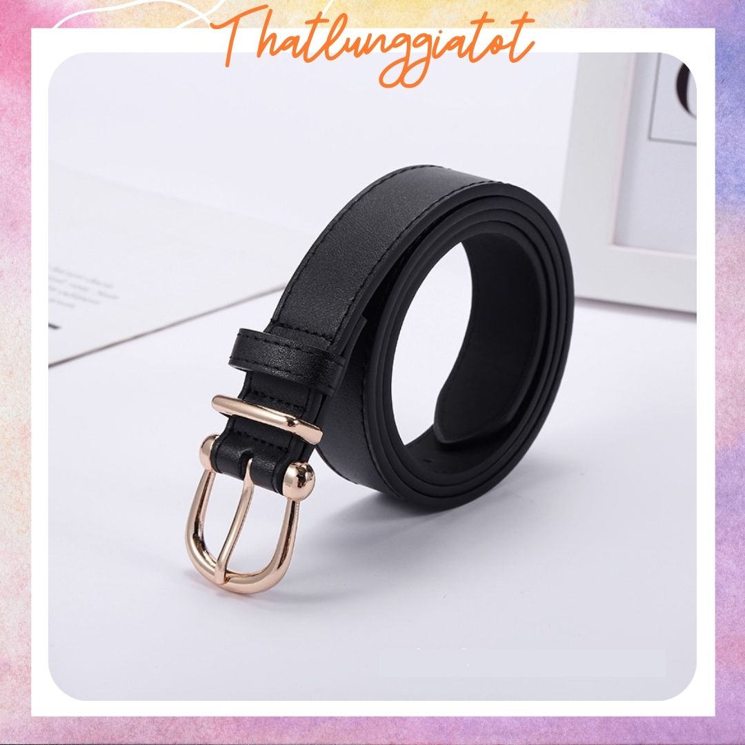 Thắt lưng nữ mặt kim vàng phong cách Hàn Quốc bản 2.8cm (Hỗ trợ bấm lỗ, cắt dây) TL093