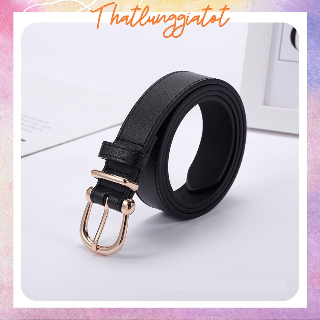 Thắt lưng nữ mặt kim vàng phong cách Hàn Quốc bản 2.8cm (Hỗ trợ bấm lỗ, cắt dây) TL093