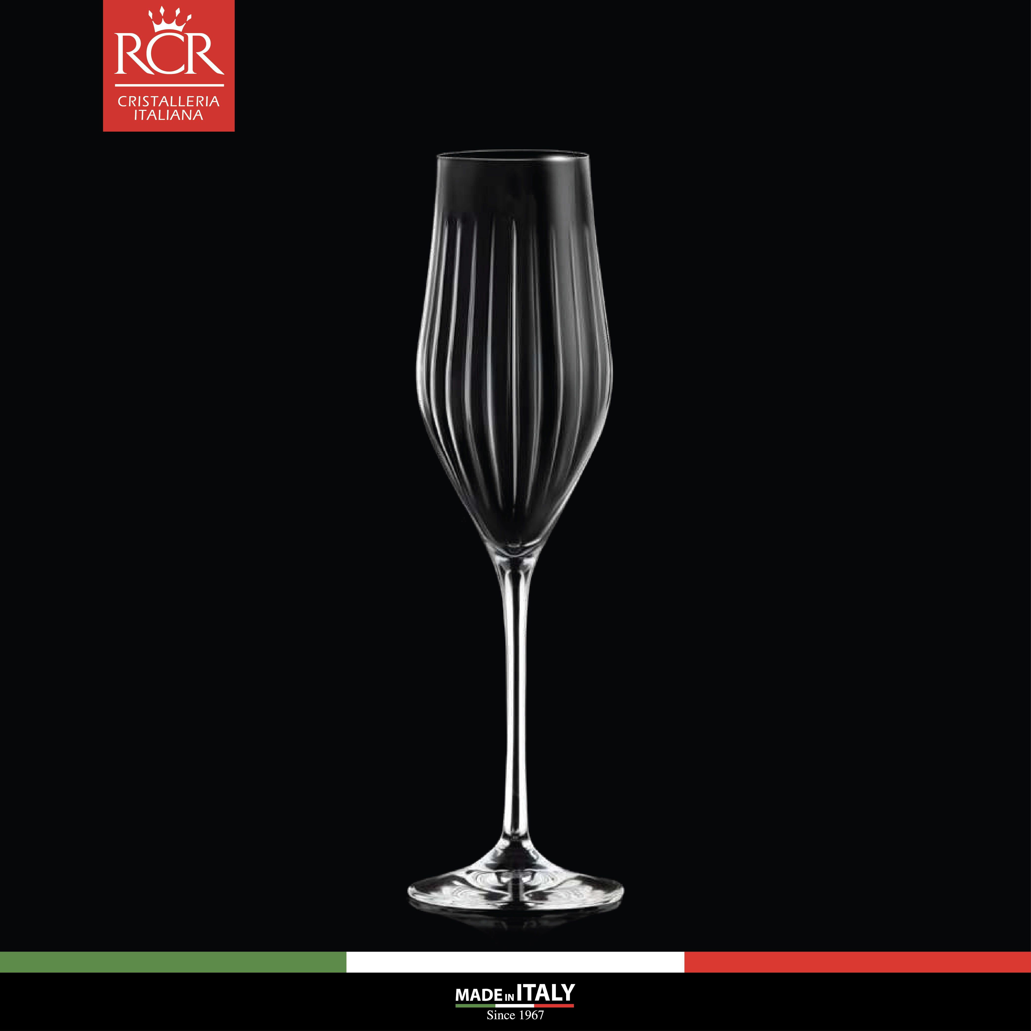 Ly Uống Champagne, Sparkling Wine Thuỷ Tinh Pha Lê Không Chì Ý RCR Crystal Timeless - Timeless Flute 230 ml