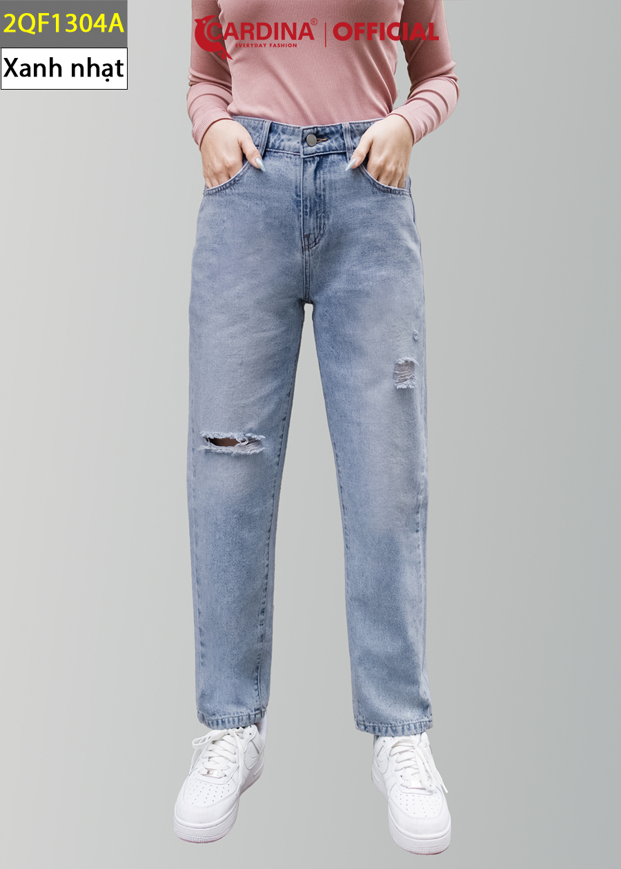Quần Jeans Nữ CARDINA Cao Cấp Dáng Baggy Cài Khuy Có Khóa Kéo Dễ Mix Đồ 2QF13