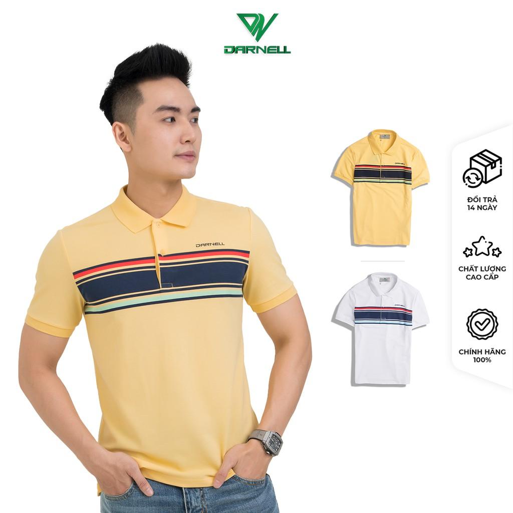 Áo thun polo nam cao cấp họa tiết kẻ ngang ngực chất cotton mềm mịn thấm hút mồ hôi chính hãng DARNELL DN0015