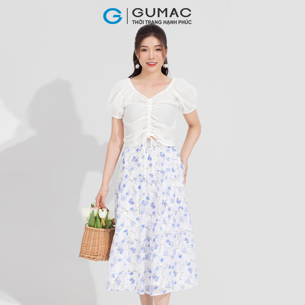 Chân váy hoa rã tầng GUMAC VD05044