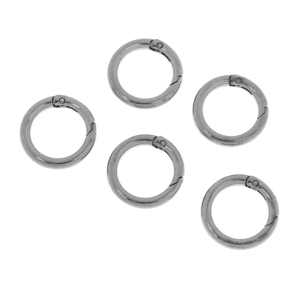 2-3pack 5 Pieces 28mm Alloy Round Carabiners Camping Spring Clip Keychain Black