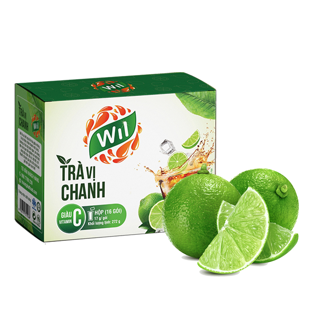 Trà hòa tan vị chanh Wil bổ sung Vitamin C giải khát hộp 272g (16 gói x 17g/gói)