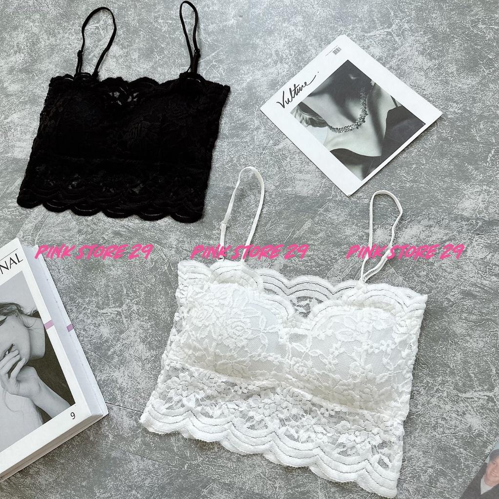Áo kiểu bra 2 dây PINKSTORE29 chất ren thêu họa tiết, dáng ôm gợi cảm A5660
