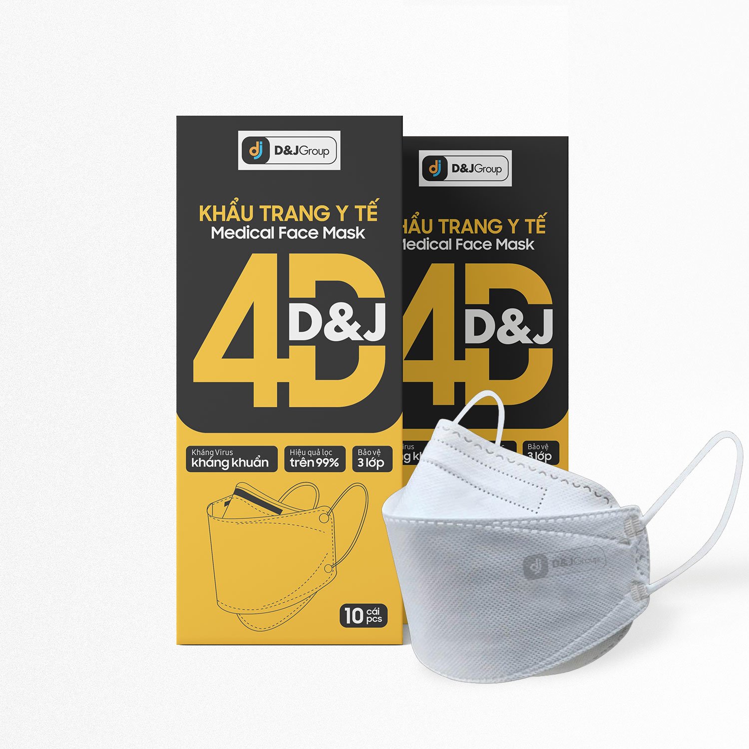 Khẩu Trang Y Tế Kháng Khuẩn 4D/Tiêu Chuẩn KF94/ Chính Hãng Hp 10 Cái