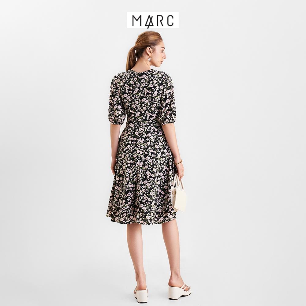 Đầm nữ MARC FASHION họa tiết hoa tay phồng cột dây eo CBHH0350