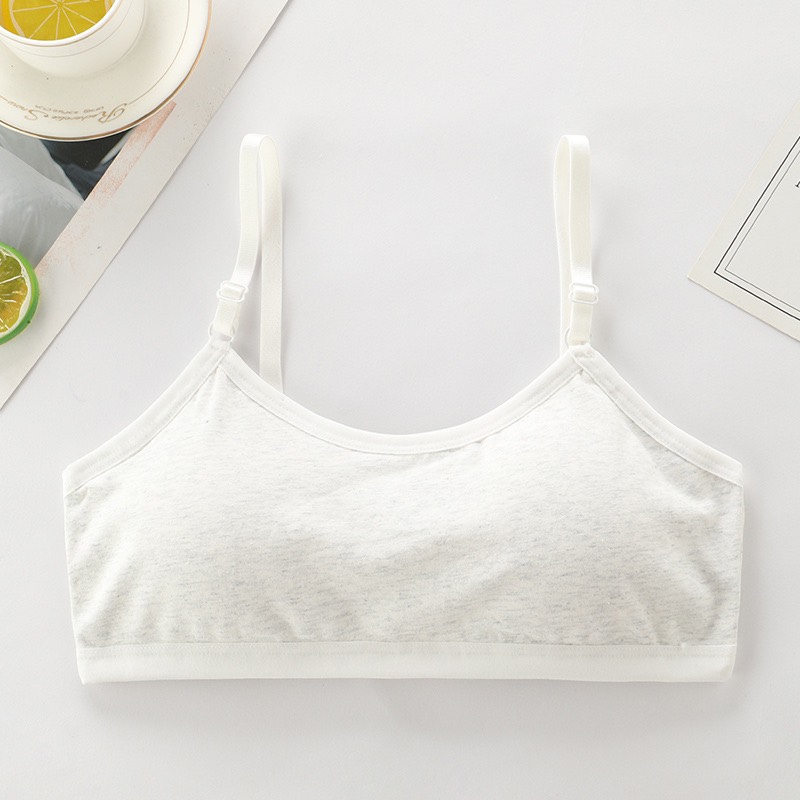 Áo lót nữ, áo lá học sinh cotton trơn mút liền cài sau 3 móc F004