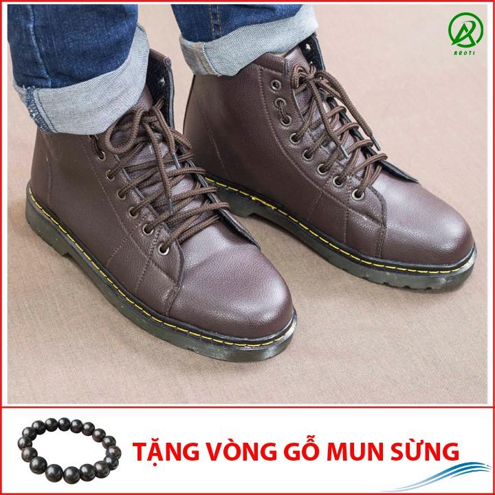 Giày Boot Nam Cao Cổ Khâu Đế Màu Nâu Cực Chất - M91(GM)- Kèm Vòng Gỗ Mun