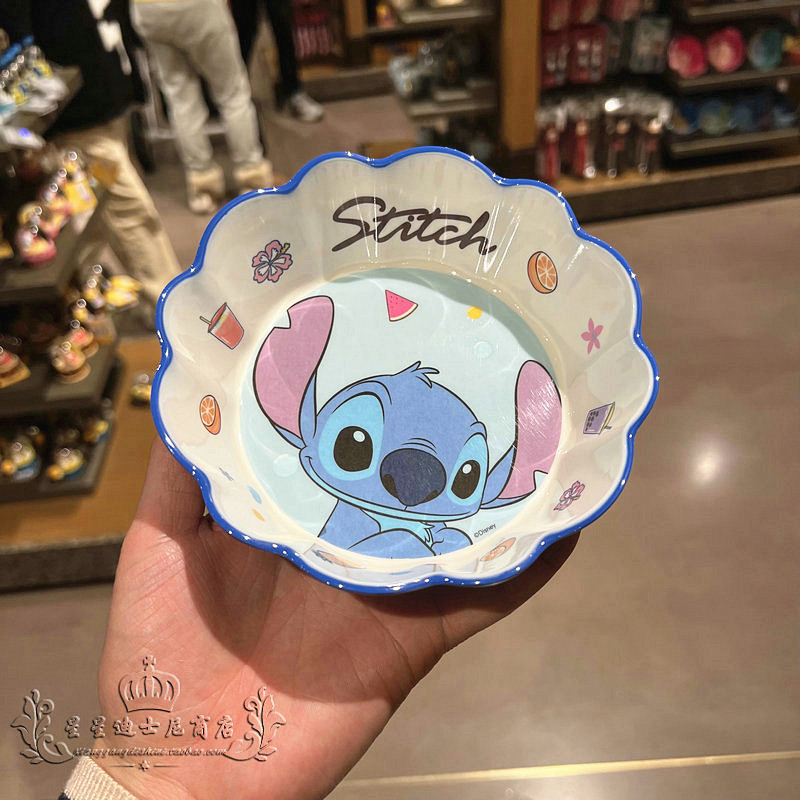 Chén ăn dặm tô nhựa melamine Disney kiểu gợn sóng hình Stitch  cho trẻ em bé trai - CHENMIC01