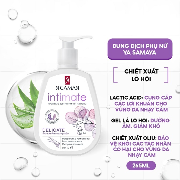 Dung Dịch Vệ Sinh Phụ Nữ YA SAMAYA 265ml Sensitive Intimate Gel Hỗ Trợ Dưỡng Ẩm,Phòng Viêm Nhiễm,Làm Sạch Và Cân Bằng PH