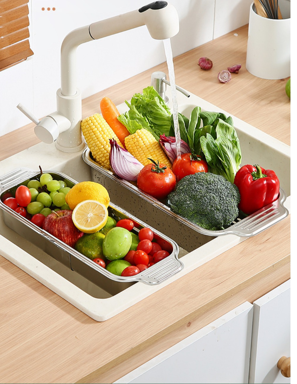 Khay inox304 gác bồn rửa