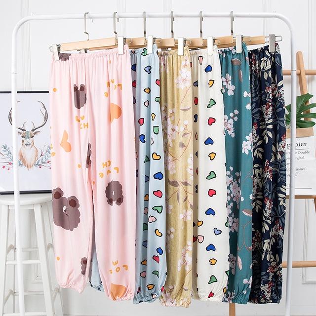 Quần dài nữ bo gấu chất liệu vải lanh thoải mái, thoáng mát, nhiều họa tiết, freesize từ 45 đến 75 kg