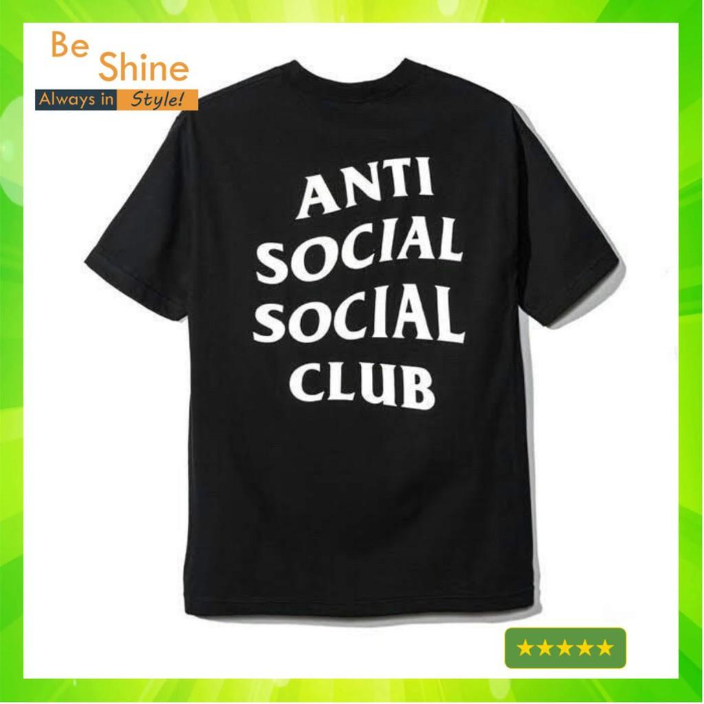 Áo thun Anti Social Social Club form rộng nam nữ unisex, màu đen, tay ngắn, tay lỡ FreeSize