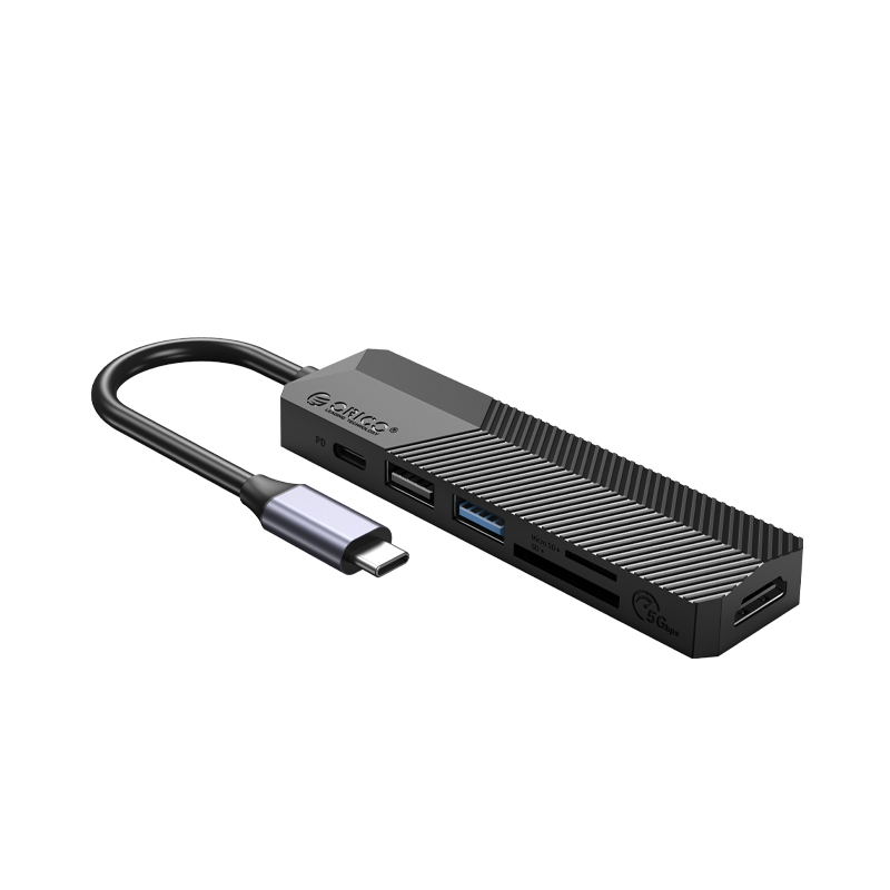 Hub typec 6 trong 1 Orico MDK-6P sang HDMI 4K, 1 x USB-C PD 55W, USB 3.0,2.0, SD/TF - Hàng Chính Hãng