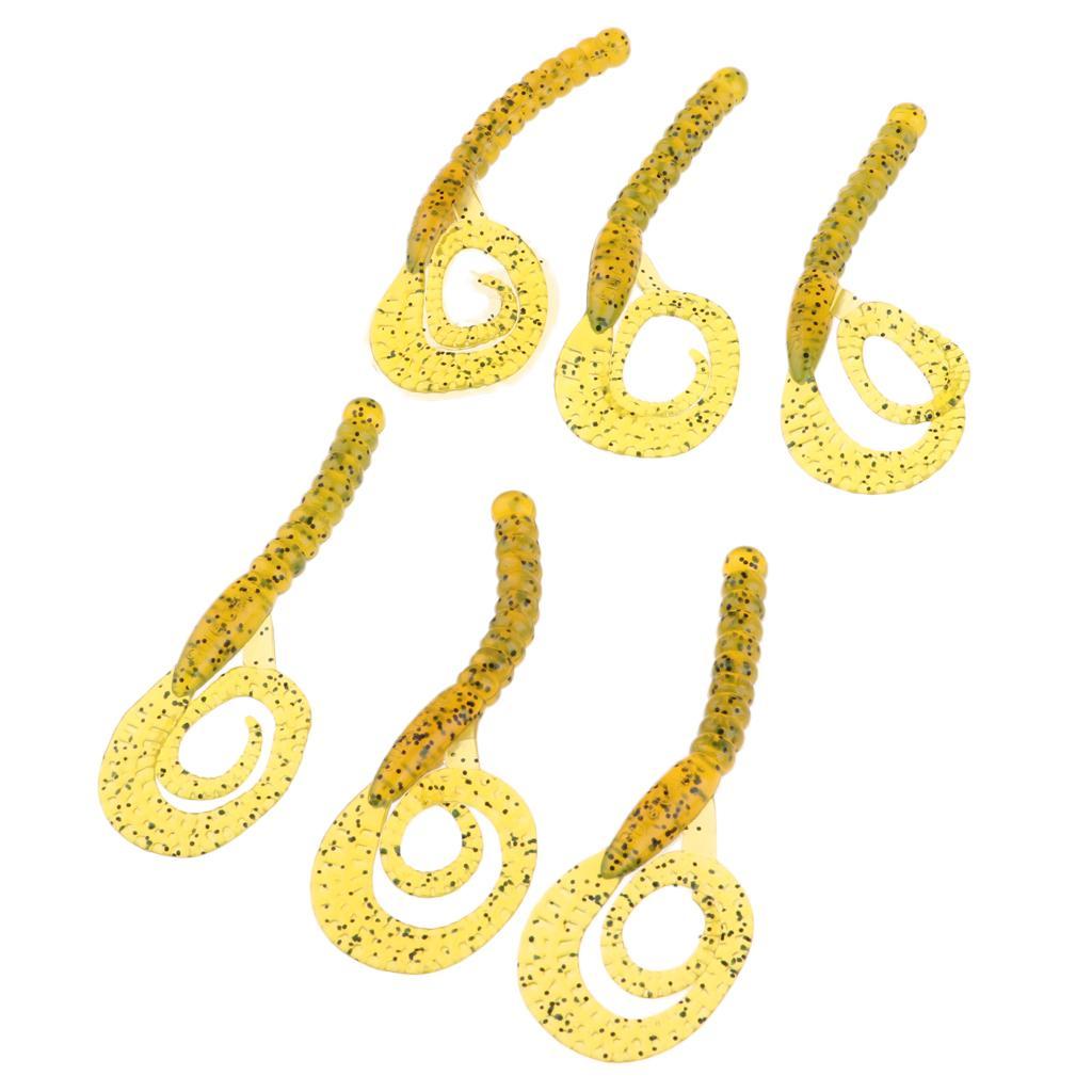6pcs Flexible Grub Worm Soft Fishing Lure Simulation Earthworm Bait