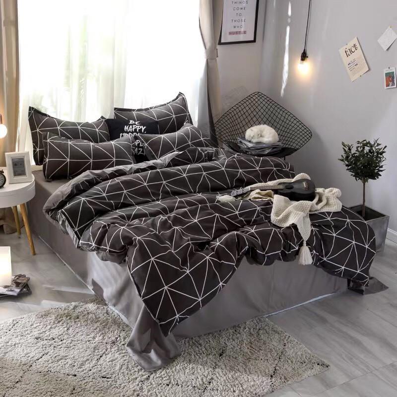 BỘ CHĂN GA GỐI POLY COTTON KẺ HỒNG