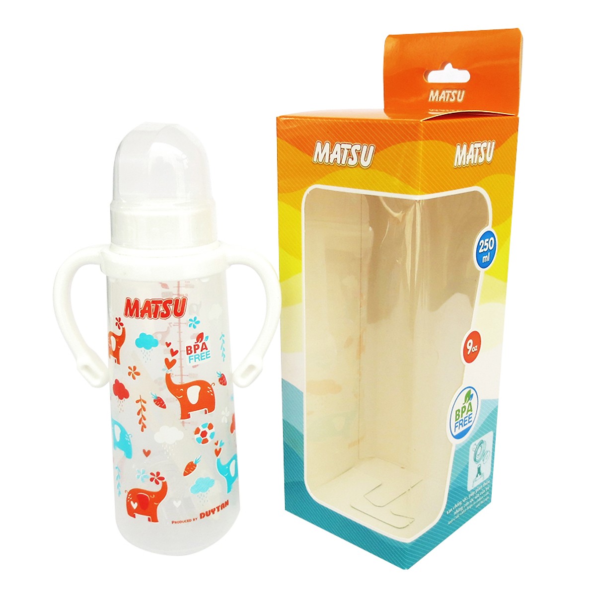 Bình sữa MATSU Duy Tân 250ml Có quai No.1207 - Giao màu ngẫu nhiên