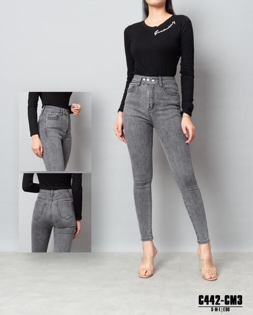 QUẦN JEANS 2 nút CẠP SIÊU CAO VẢI ĐẸP CO GIÃN