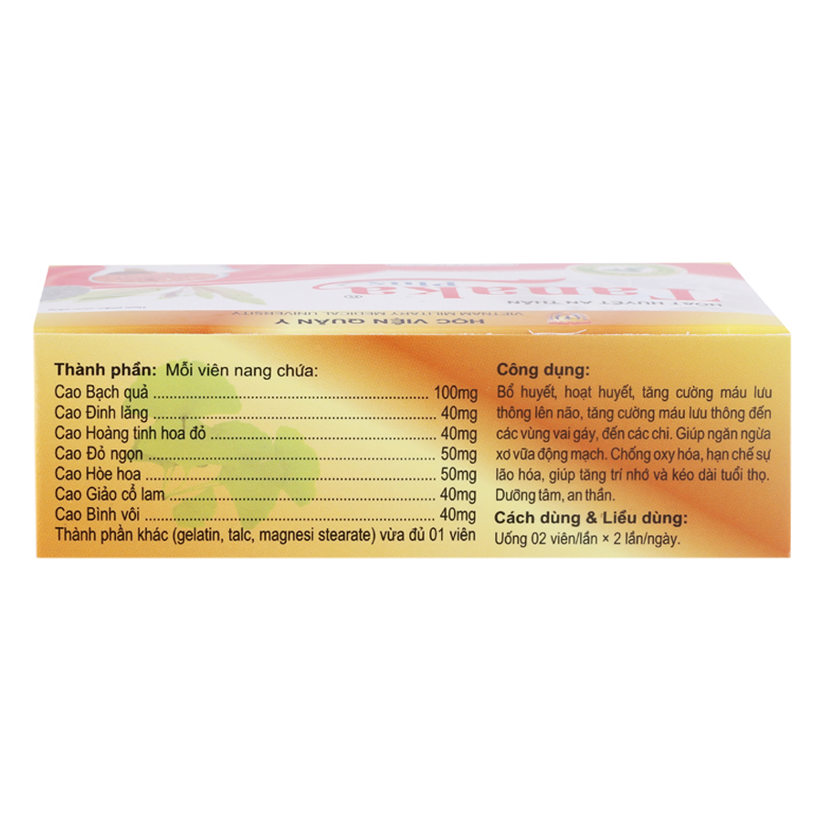 Bộ 2 Hộp Thực Phẩm Chức Năng Hoạt Huyết An Thần Tanaka Plus Học Viện Quân Y